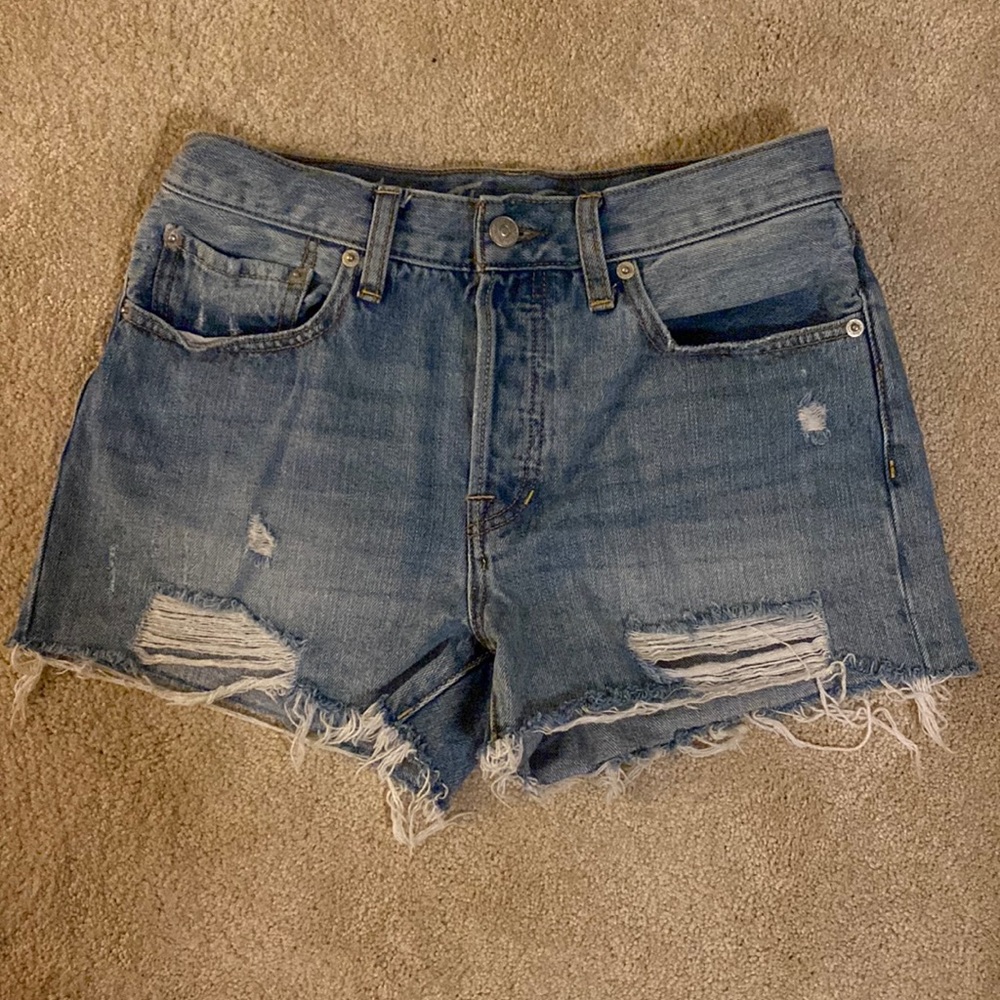 Free People High Waisted Distressed Shorts